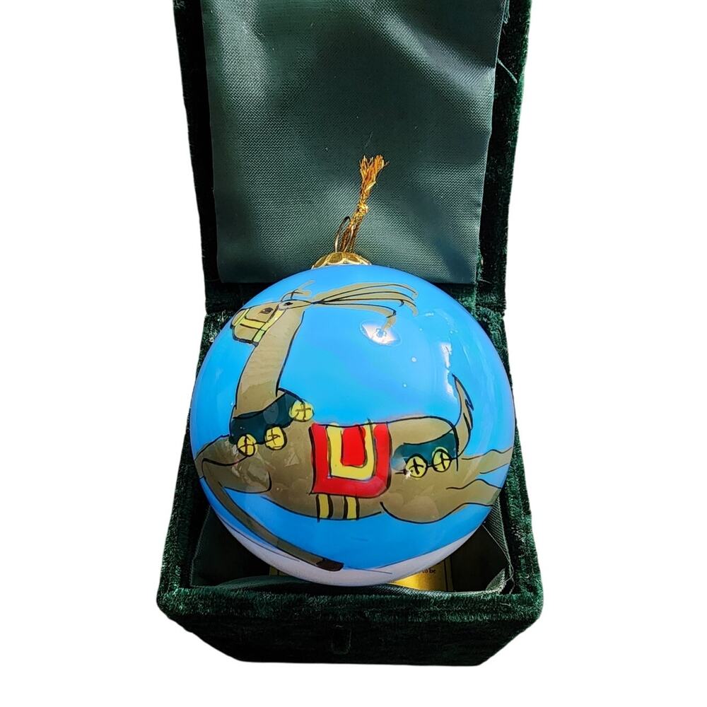 Vintage Holiday Christmas Reindeer Hand Inside-Painted Blown Glass Ornament Box